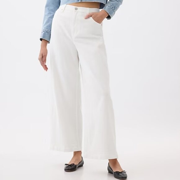 NWT GAP sz 27 / 4 Optic White High Stride Wide-Leg Ankle Jeans 90's - Picture 3 of 7
